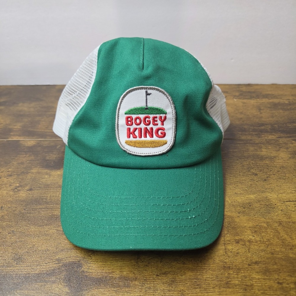 Bogey King Burger King Parody Golf Mesh Trucker Hat Green White Snapback